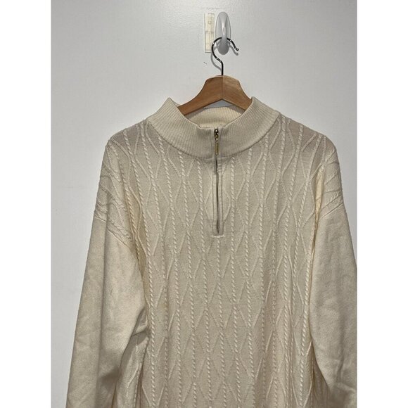 Stacy Adams Ivory Cable Zip-up Sweater Men's Size XXL Classy - Picture 4 of 9